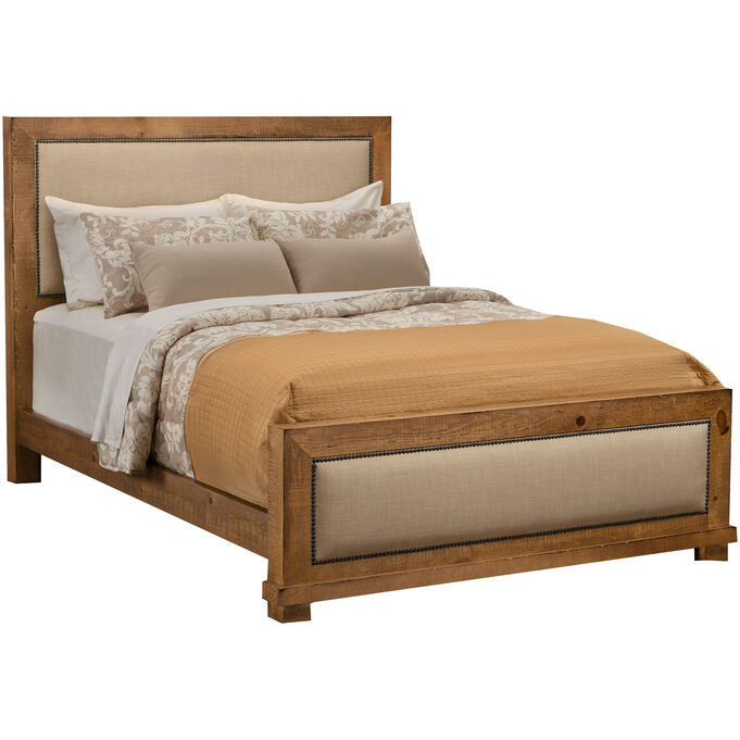 Progressive Furniture | Willow Distressed Pine King Upholstered Bed