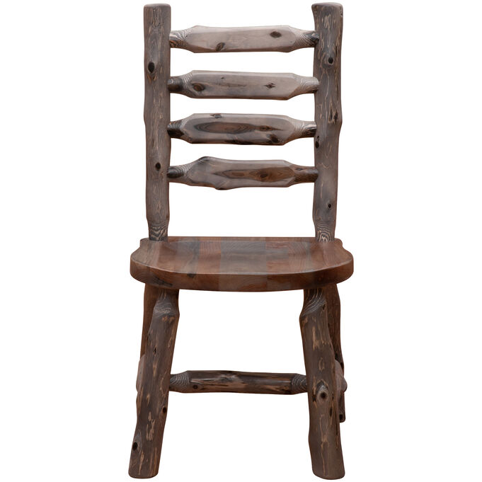 Fireside Lodge , Cedar Log Weathered Cedar Ladder Back Side Chair
