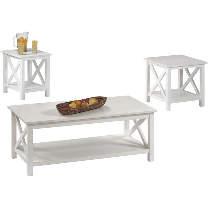 Progressive Furniture | Seascape Textured White Set of 3 Occasional Tables