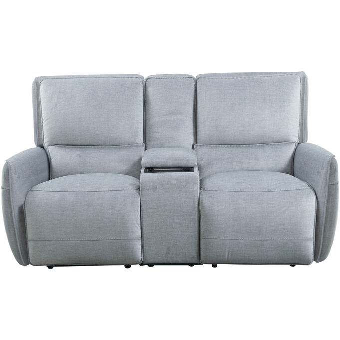 Wah Home , Holston Silver Power Plus Reclining Console Loveseat Sofa