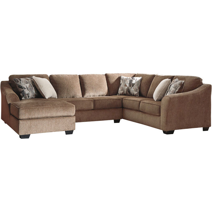 Ashley Furniture | Graftin Teak 3 Piece Left Chaise Sectional