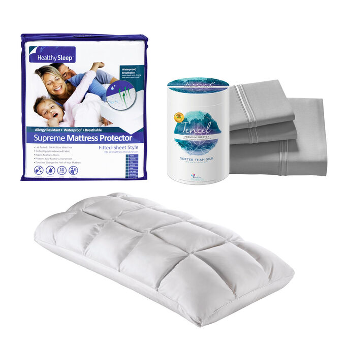 Gbs Enterprises , Tencel King Sheet Mattress Protector Pillow Bundle , Brown/Tan