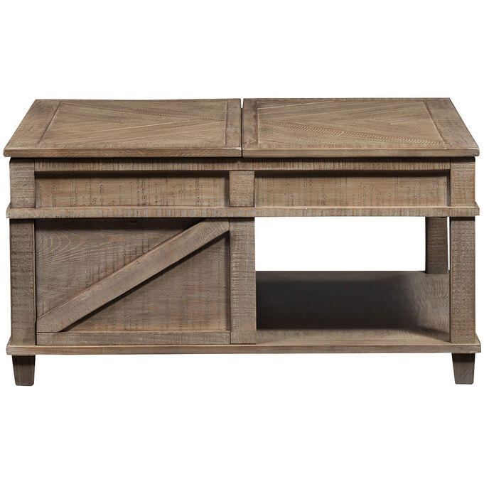 Liberty Furniture | Parkland Falls Weathered Taupe Square Lift Top Coffee Table