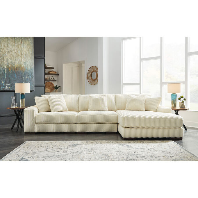 Lindyn Ivory 3 Pc Right Chaise Sectional
