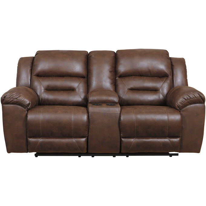 Ashley Furniture , Stoneland Chocolate Power Reclining Console Loveseat Sofa