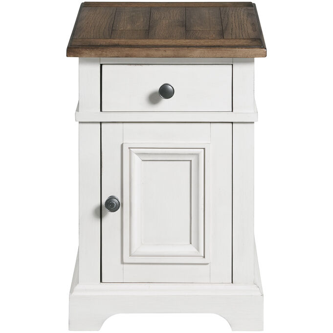 Intercon | Drake Rustic White and Stone Chairside Table