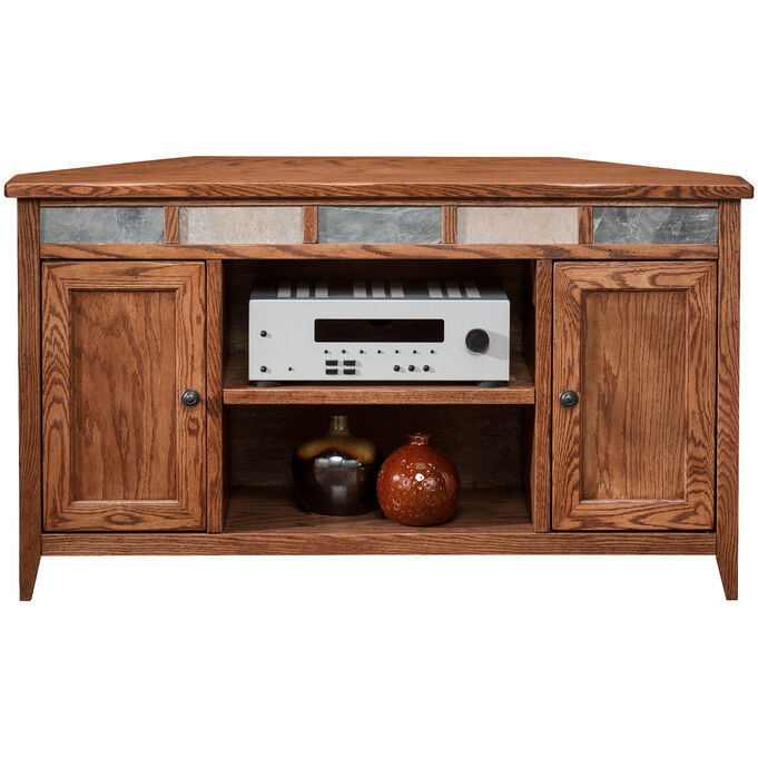 Legends Furniture | Evanston Antique Oak 50" Corner Console Table