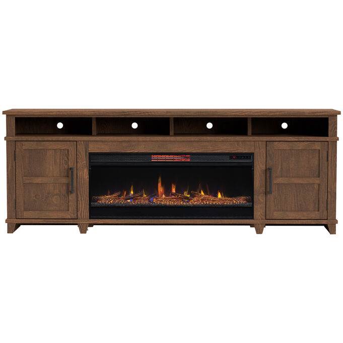 Legends Furniture | Deer Valley Bourbon Oak 86" Fireplace Console Table