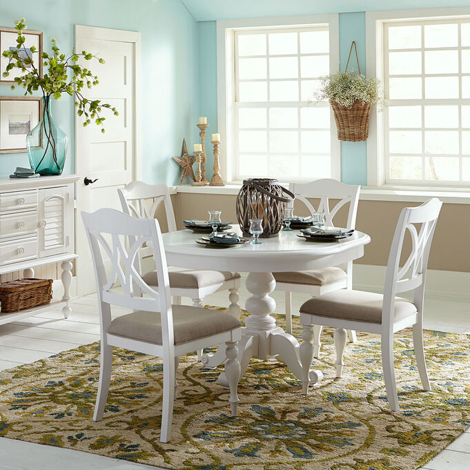 Liberty Furniture | Summer House Oyster White 5 Piece Pedestal Dining Set