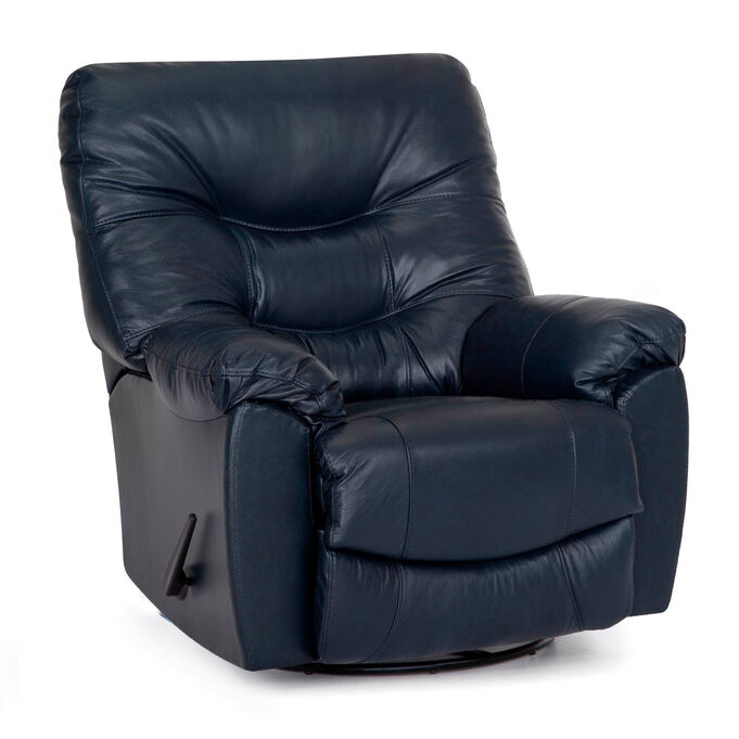 Franklin | Yogi Navy Leather Swivel Recliner Chair