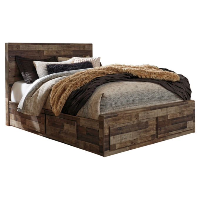 Ashley Furniture | Derekson Gray Queen 4 Drawer Storage Bed