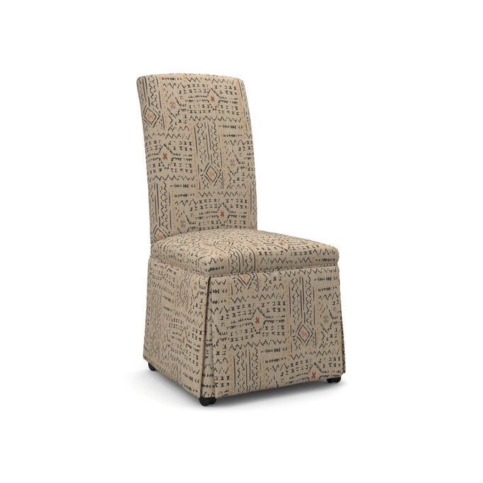 Hazel Mudcloth Linen Skirted Caster Side Chair