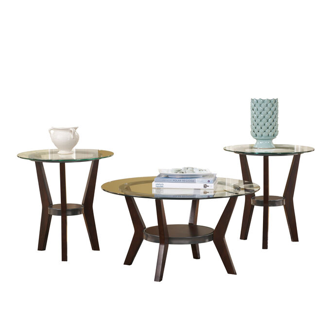 Fantell Dark Brown Set of 3 Tables