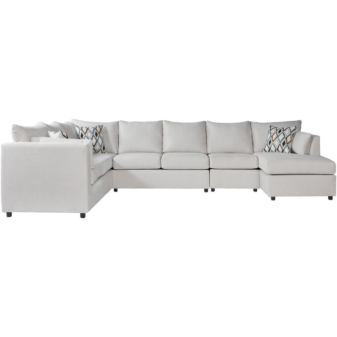 Hughes Furniture | Payne Eggshell 4 Piece Right Chaise Sectional Sofa