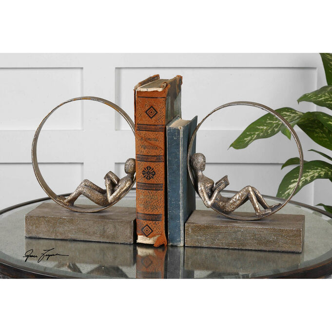 Lounging Reader Antique Bookends