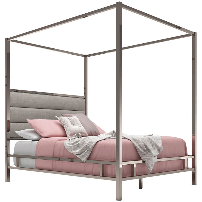 Home Elegance , Picasso Black Nickel Queen Canopy Bed