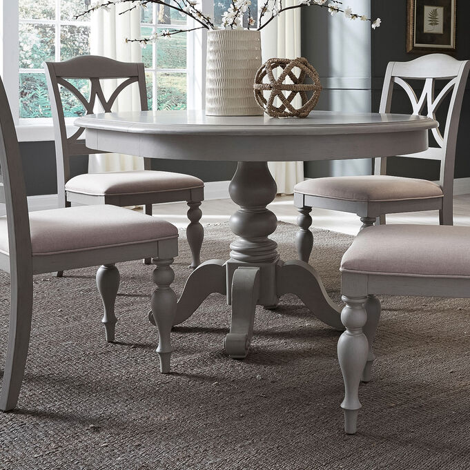 Summer House Dove Gray Pedestal Dining Table