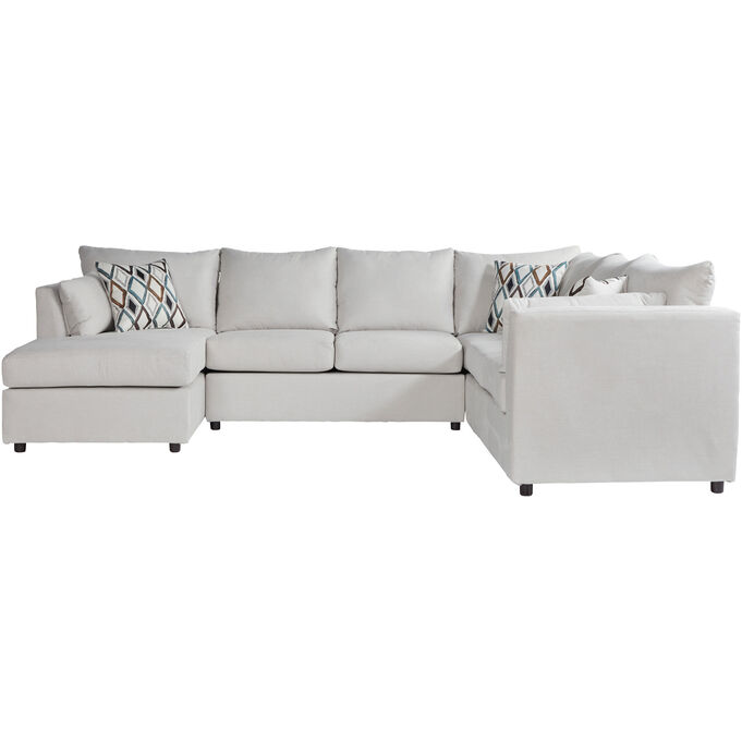 Hughes Furniture | Payne Eggshell 3 Piece Left Chaise Sectional Sofa