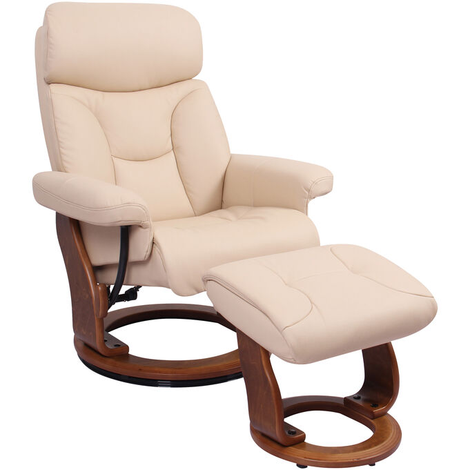 Benchmaster , Emmie Khaki Recliner Chair With Ottoman