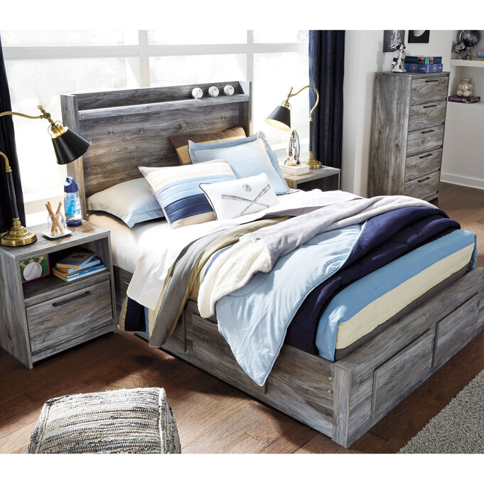 Ashley Furniture | Baystorm Gray Queen 6 Drawer Storage Panel Bed