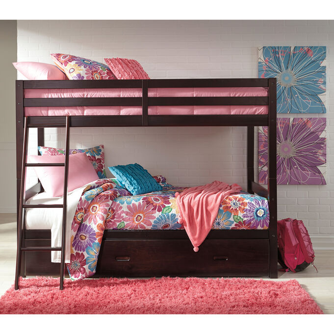 Ashley Furniture | Halanton Dark Brown Twin over Full Bunk Bed