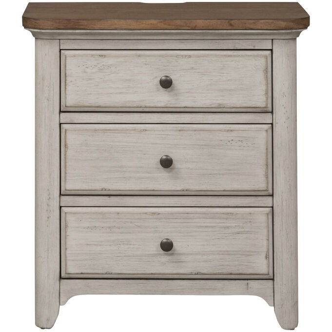 Liberty Furniture | Farmhouse Reimagined Antique White 3 Drawer Nightstand
