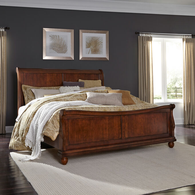 Rustic Traditions Rustic Cherry Queen Sleigh Bed