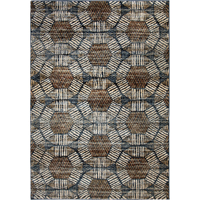 Aria Textured Penny Blue 8x10 Rug