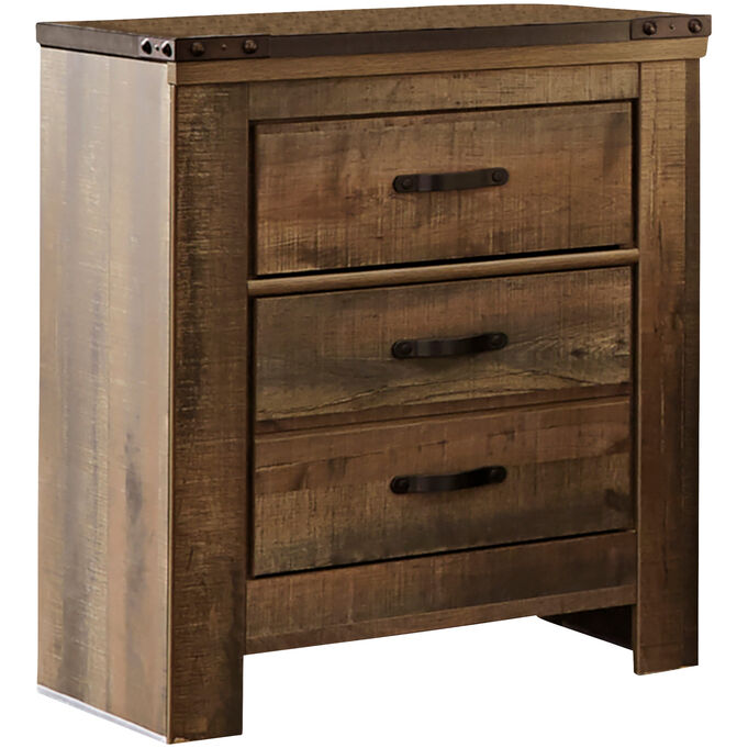 Ashley Furniture | Trinell Rustic Plank 2 Drawer Nightstand