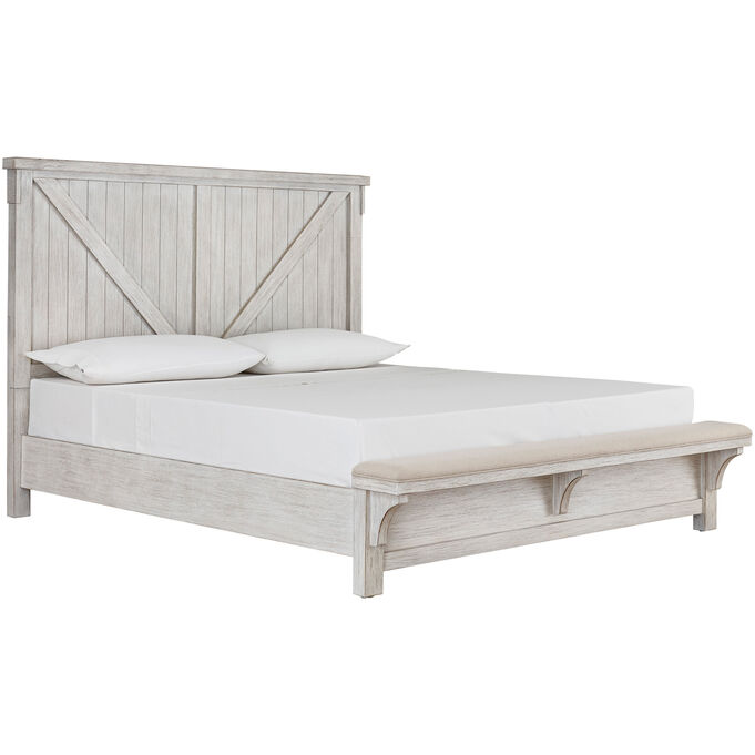 Ashley Furniture , Brashland White King Upholstered Panel Bed