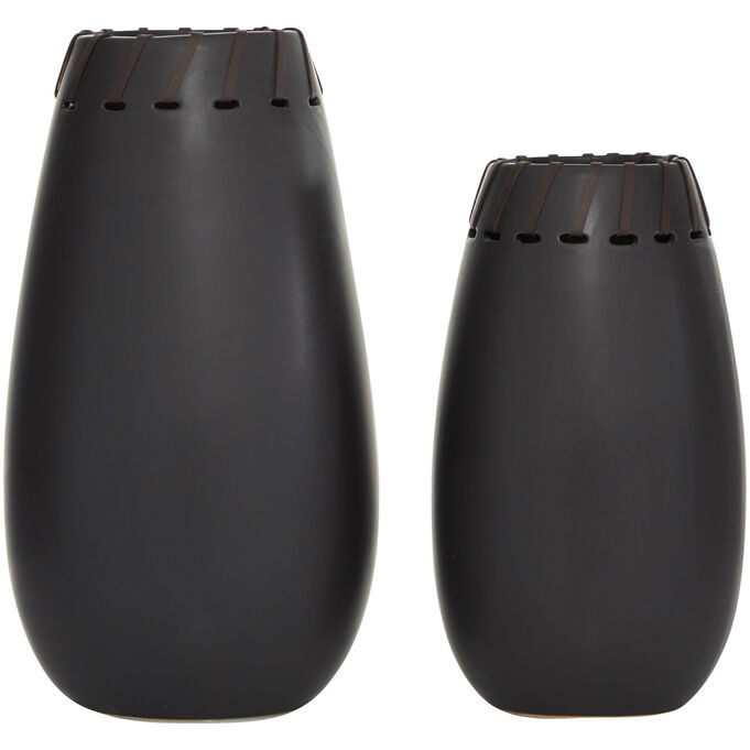Uma Enterprises , Lawes Black Set Of 2 Modern Vases