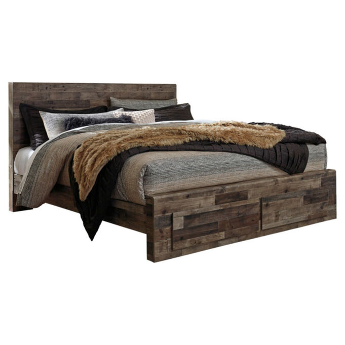 Ashley Furniture | Derekson Gray King 2 Drawer Storage Bed