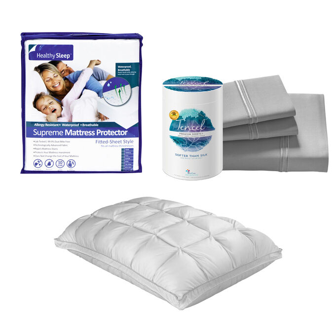 Tencel Queen Sheet Protector Pillow Bundle