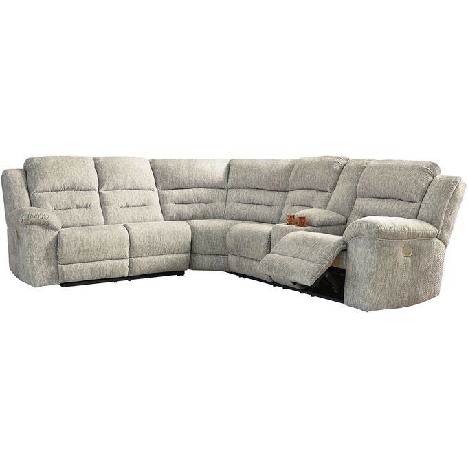 Family Den Pewter 3 Piece Power Reclining Console Right Loveseat Sectional