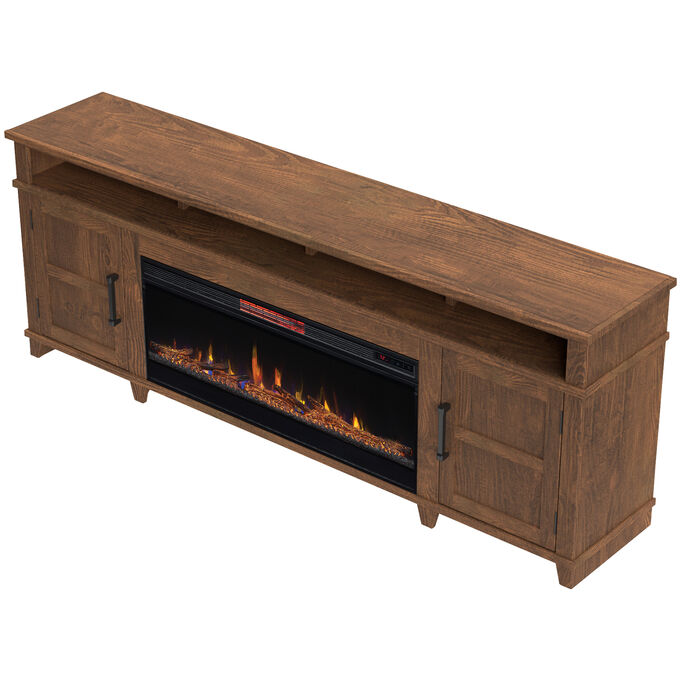 Deer Valley Bourbon Oak 86 Inch Fireplace Console