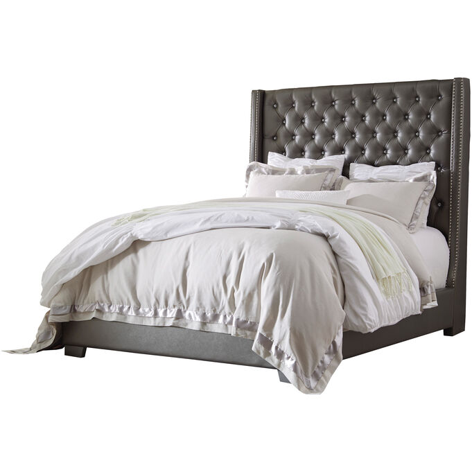 Coralayne Gray Queen Upholstered Bed