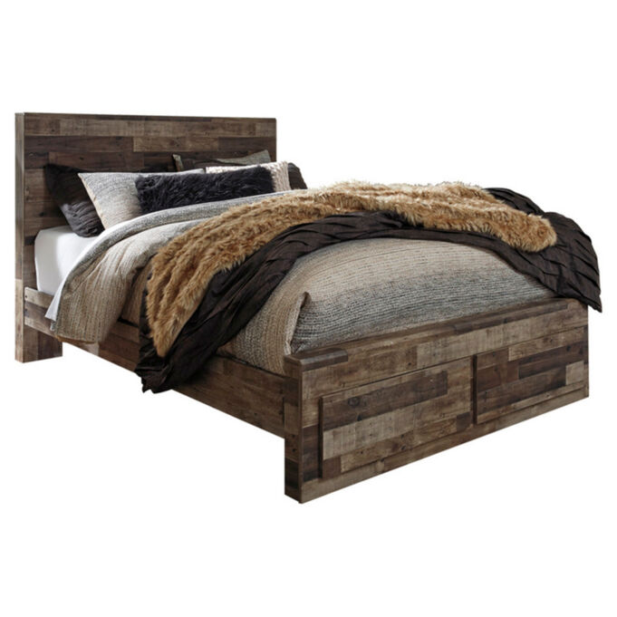 Ashley Furniture | Derekson Gray Queen Footboard Storage Bed