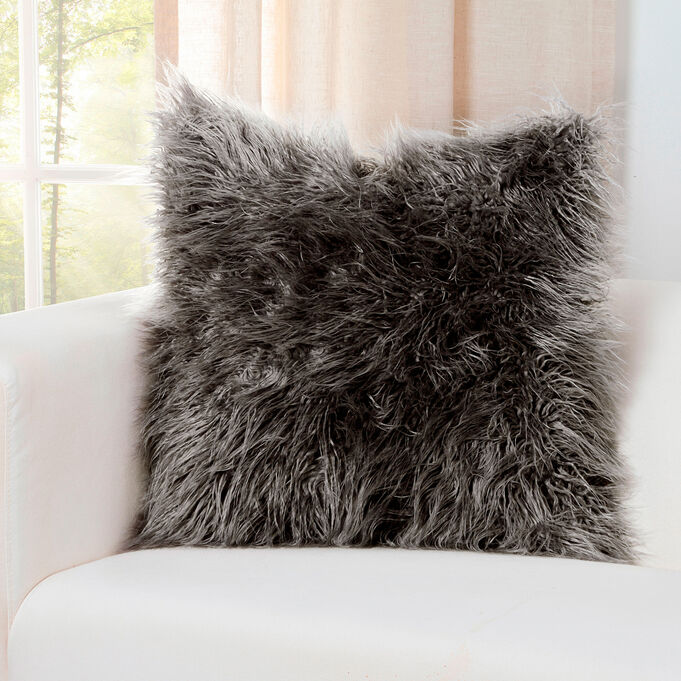 Llama Charcoal 16 Inch Feather Pillow