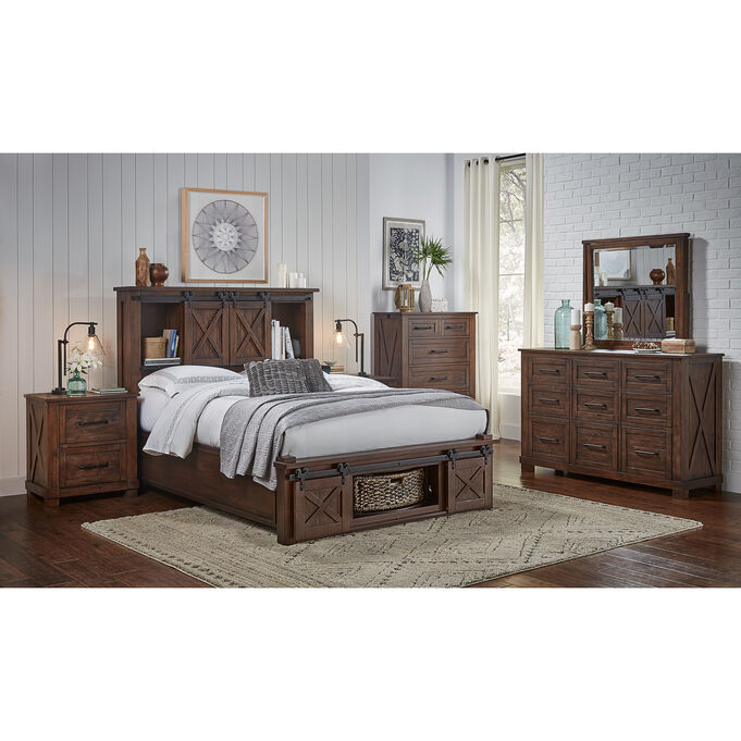 A America , Sun Valley Rustic Timber King Rotating Storage 4 Piece Room Group