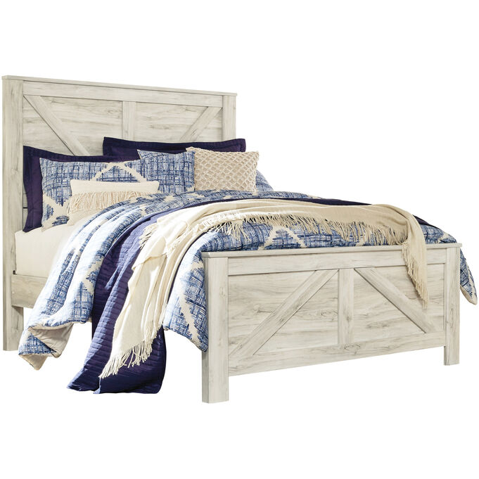 Ashley Furniture | Bellaby Whitewash King Cross Buck Panel Bed