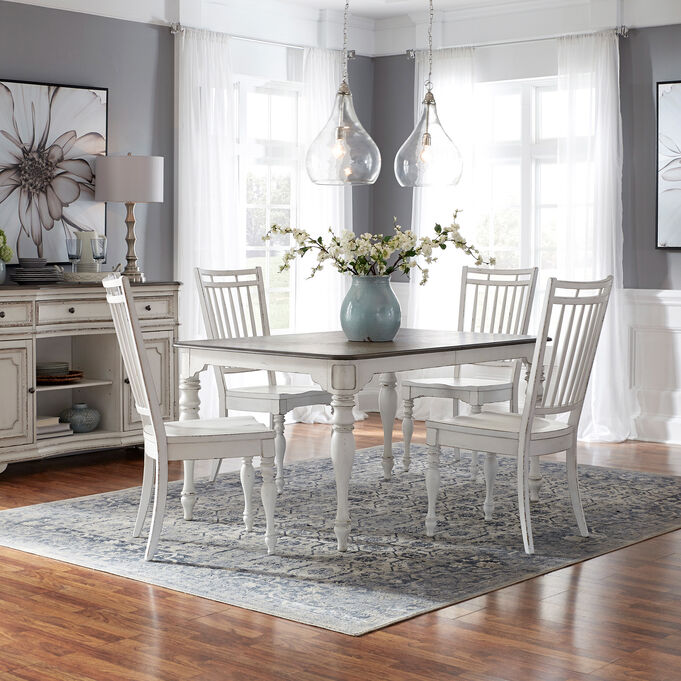 Liberty Furniture | Magnolia Manor White 5 Piece Spindle Dining Set