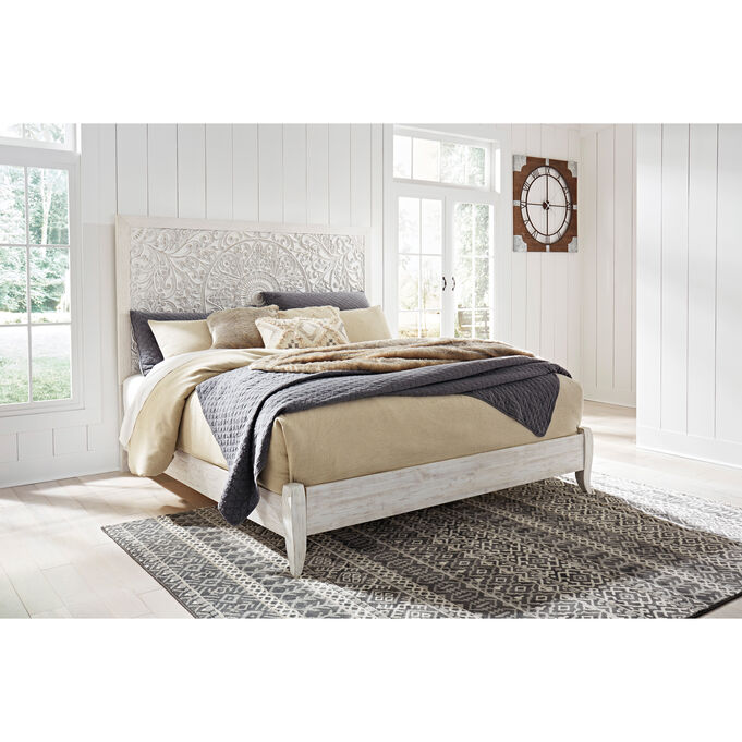 Paxberry Whitewash King Bed