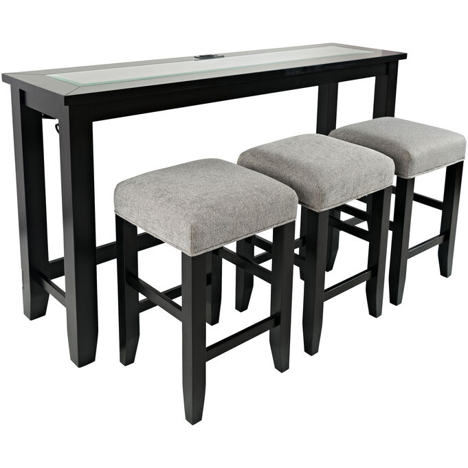 Urban Icon Black Sofa Table and 3 Stools