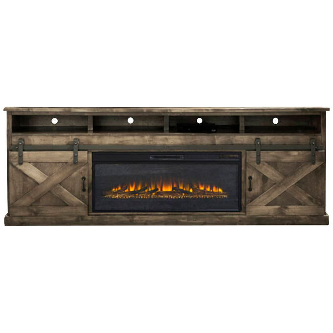 Legends Furniture | Farmhouse Barn wood 94" Fireplace Console Table