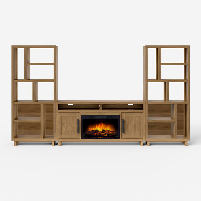 Whalen Furniture , Sienna Autumn Wheat 64 Fireplace Console Table