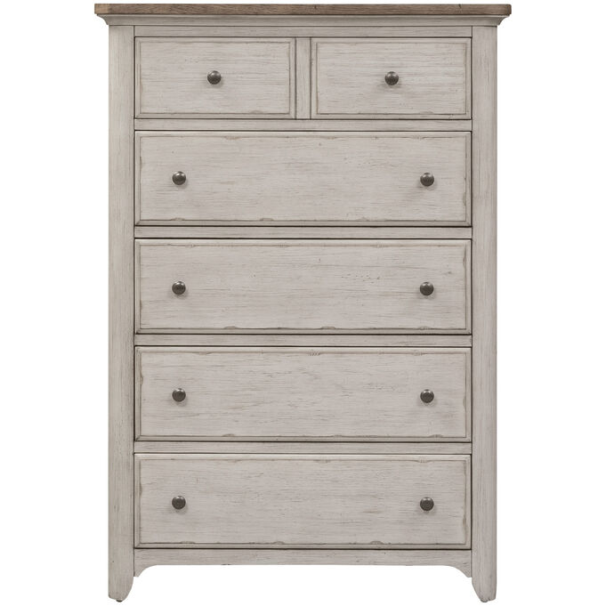 Liberty Furniture | Farmhouse Reimagined Antique White 5 Drawer Chest