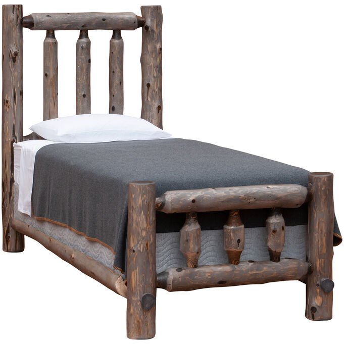 Cedar Log Weathered Cedar Twin Traditional Bed