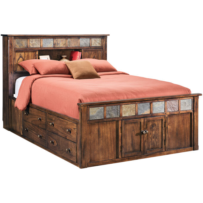 Sunny Designs , Sante Fe Chocolate King Bookcase Captains Bed , Dark Chocolate