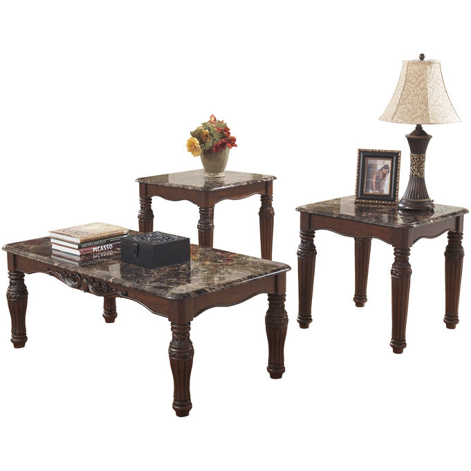 Ashley Furniture | North Shore Dark Brown Set of 3 Tables
