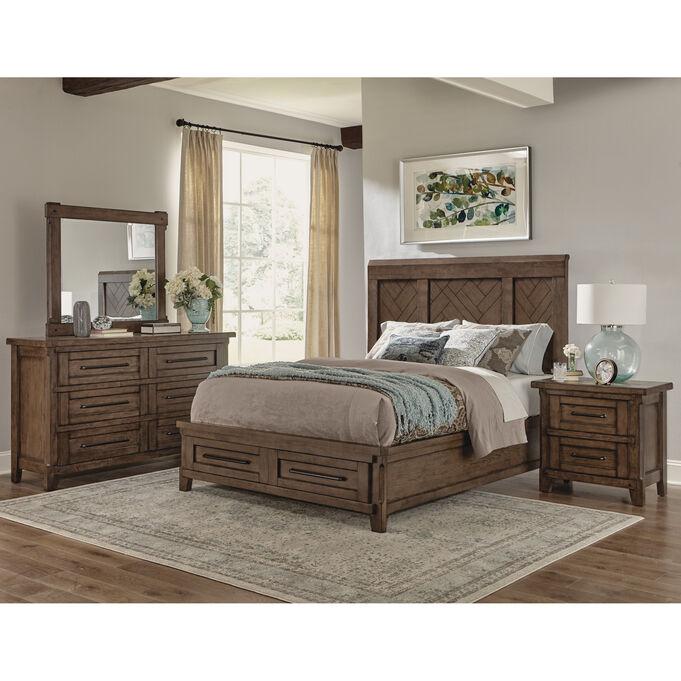 Davis Direct , Patches Gray Brown Queen Panel Storage 4 Piece Room Group